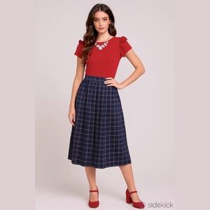 Vintage 60s 70s Wool Plaid Checkered A Line Skirt Size Small